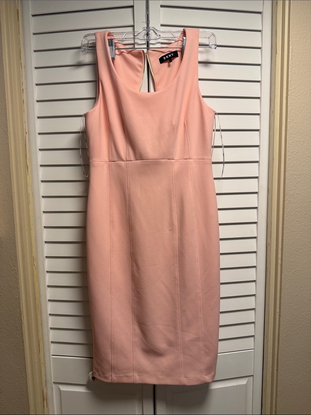 DKNY Blush Pink Sleeveless Midi Sheath Dress
